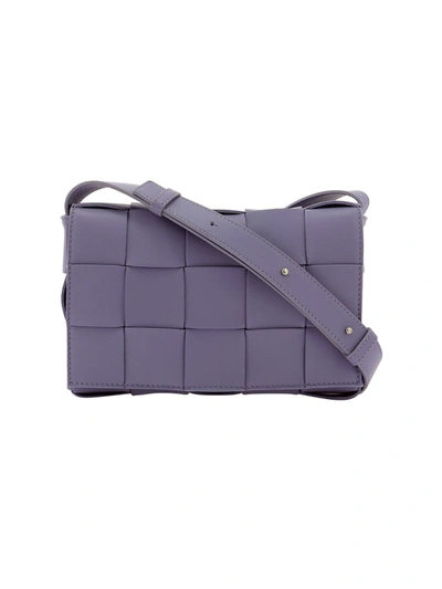 Shop Bottega Veneta Cassette Purple Leather Shoulder Bag