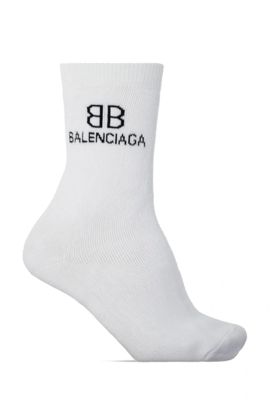 Shop Balenciaga White Cotton Socks