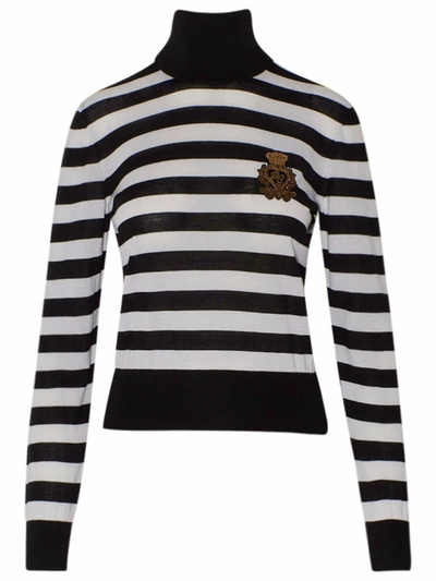 Shop Dolce & Gabbana White/black Cashmere Sweater