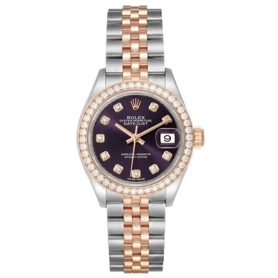 Shop Rolex Datejust 28 Steel Everose Gold Diamond Ladies Watch 279381 In Not Applicable