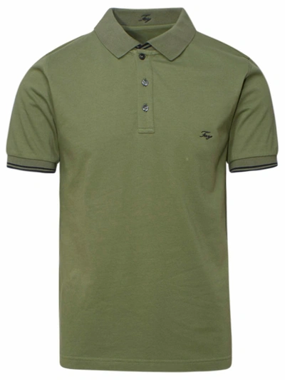 Shop Fay Green Cotton Polo Shirt
