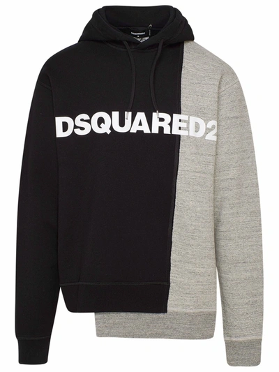 Shop Dsquared2 Grey/black Cotton Sweatshirt