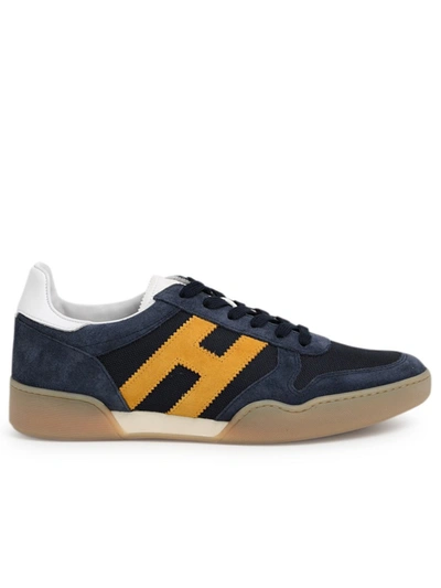 Shop Hogan Blue Suede Sneakers
