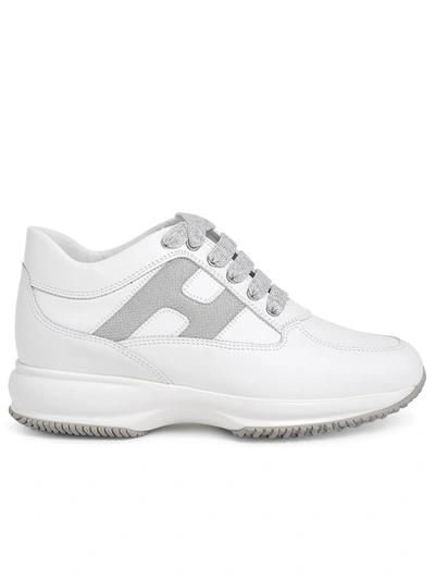 Shop Hogan Interactive White Leather Sneakers