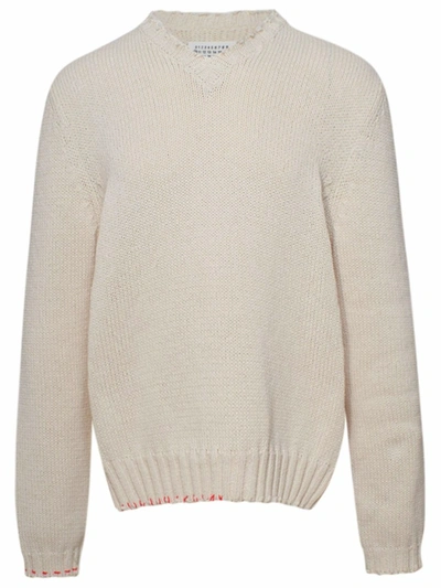 Shop Maison Margiela White Cotton Sweater