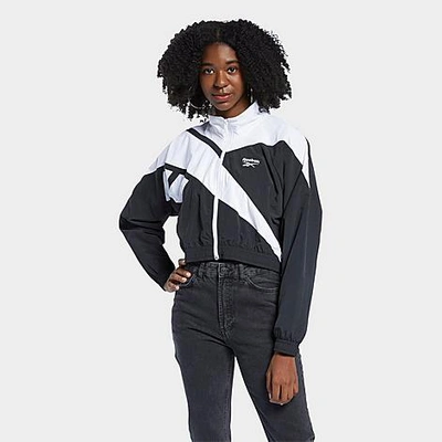 Shop Reebok Women's Classics Vector Cropped Track Jacket In Black/white/white