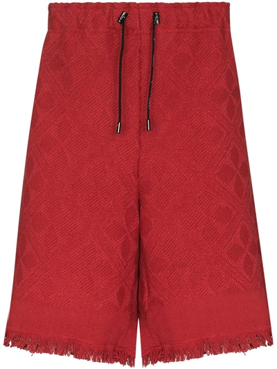 Shop Marine Serre Moon Salutation Jacquard Shorts In 02 02 Black And Red