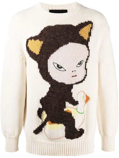 Shop Stella Mccartney X Yoshitomo Nara Knitted Baby Jumper In Neutrals