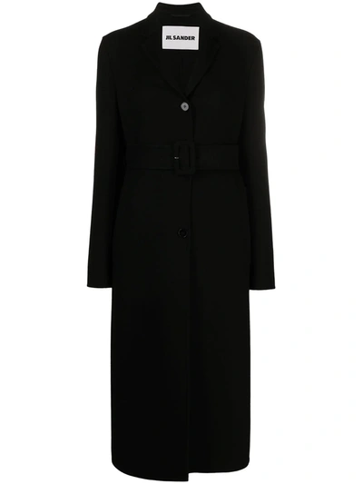Shop Jil Sander Single-breasted Belted Coat In Black