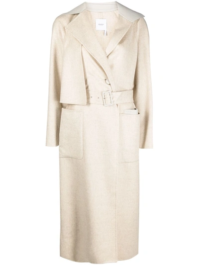 Shop Agnona Panelled Trench Coat In Neutrals