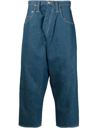 Shop Junya Watanabe Tapered-leg Crop Jeans In Blue