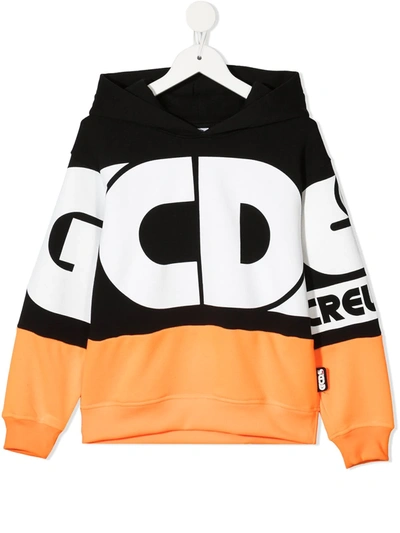 Shop Gcds Color-block Logo Hoodie In Black