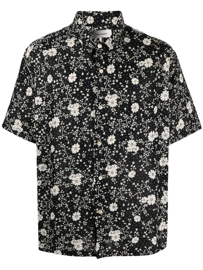 Shop Isabel Marant Floral-print Short-sleeve Shirt In Black