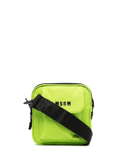 Shop Msgm Micro-logo Messenger Bag In Green