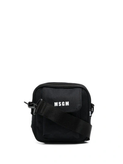 Shop Msgm Micro-logo Messenger Bag In Black