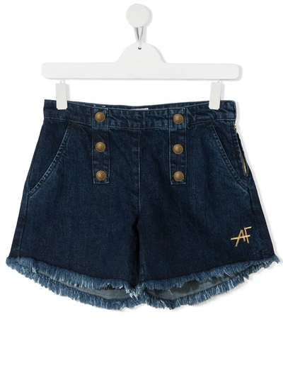 Shop Alberta Ferretti Teen Button-detail Denim Shorts In Blue