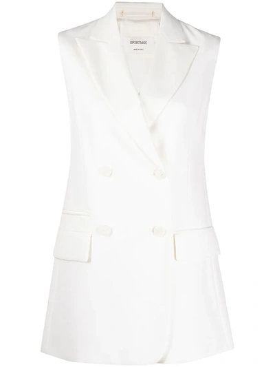 Shop Sportmax Sleeveless Double-breasted Blazer In White