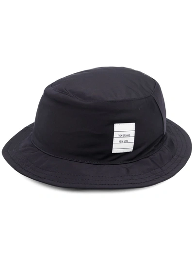 Shop Thom Browne Logo-patch Bucket Hat In Blue