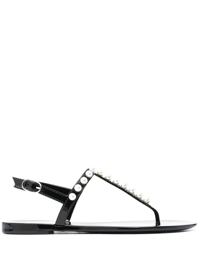 Shop Stuart Weitzman Goldie Jelly Thong Sandals In Black