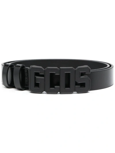 Shop Gcds Logo-plaque Leather Belt In Black