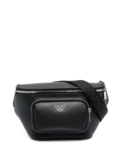 Shop Emporio Armani Logo-plaque Belt Bag In Black
