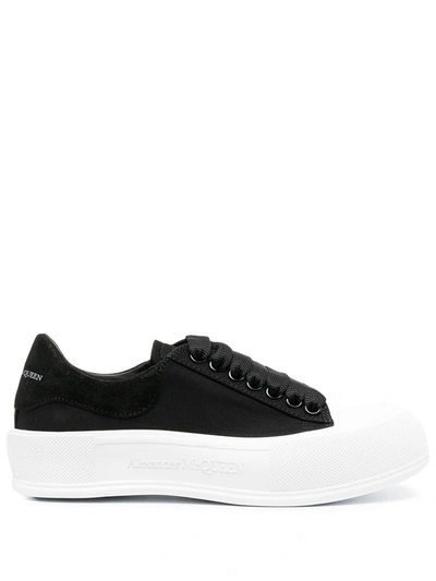Shop Alexander Mcqueen Deck Plimsoll Lace-up Sneakers In Black