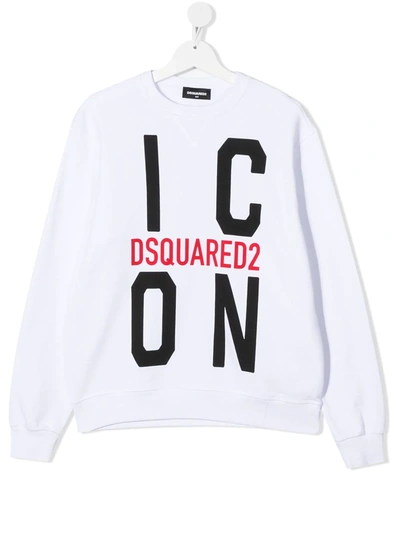 Shop Dsquared2 Teen Icon Print Sweatshirt In White