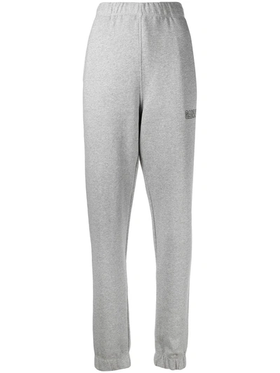 Shop Ganni Logo-embroidered Track Pants In Grey