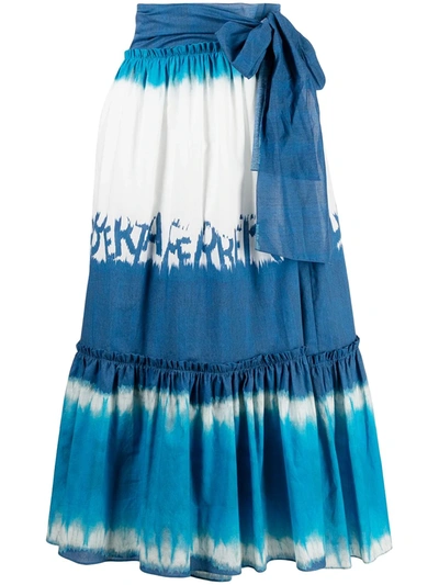 Shop Alberta Ferretti Tie-dye Midi Skirt In Blue