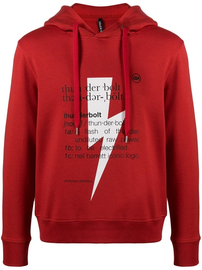 Shop Neil Barrett Thunderbolt-print Hoodie In Red
