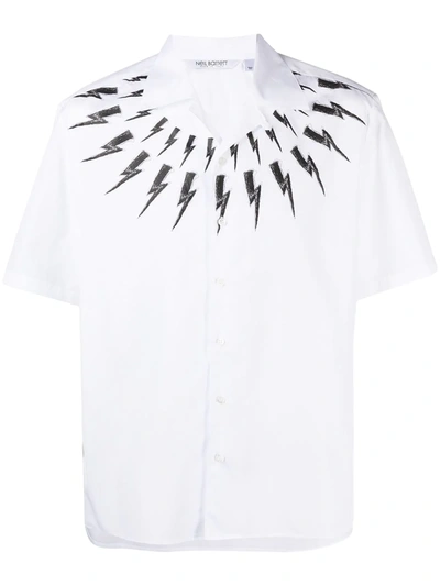 Shop Neil Barrett Thunderbolt-print Cotton Shirt In White