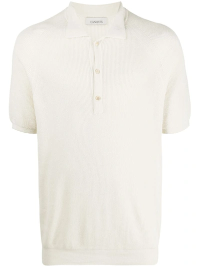 Shop Laneus Fine-knit Polo Shirt In White