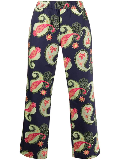 Paccbet Paisley Print Straight Trousers In Blue