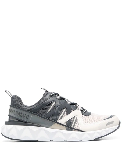 Shop Ea7 Panelled Low-top Sneakers In Grey