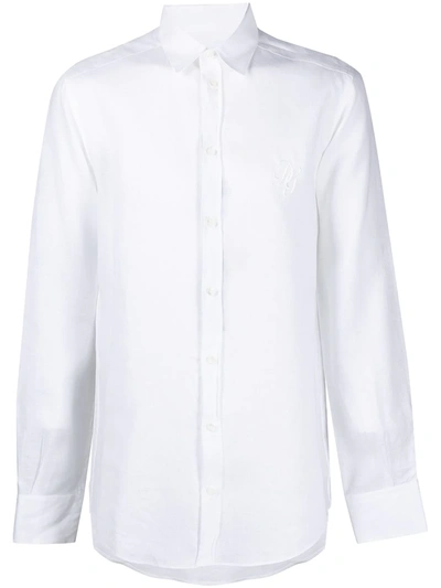 Shop Dolce & Gabbana Logo-embroidered Linen Shirt In White