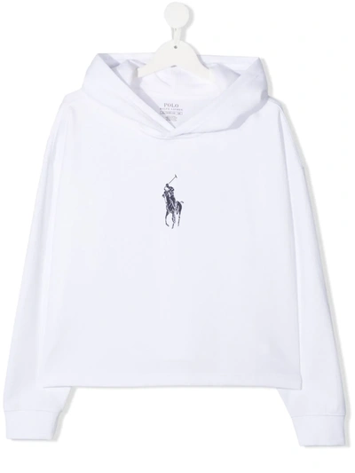 Shop Ralph Lauren Logo Print Hoodie In White