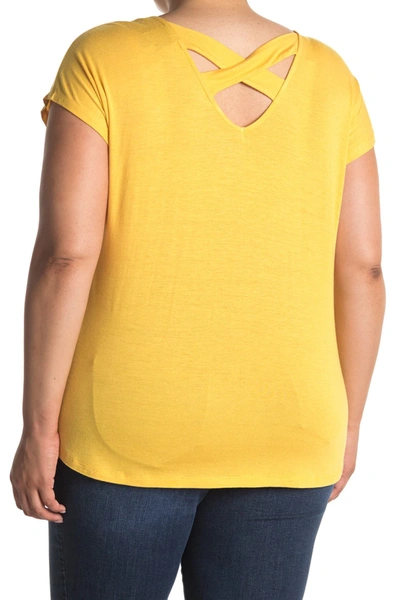 Shop Bobeau Cross Back Short Sleeve Slub T-shirt In Yellow Haze