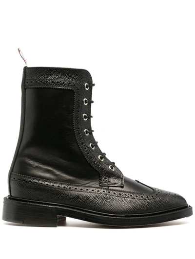 Shop Thom Browne Brogue-detail Ankle Boots In Black