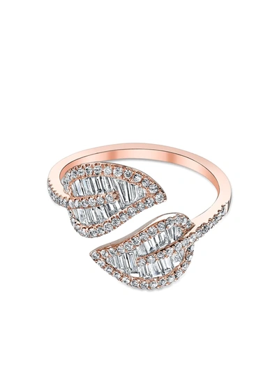 Shop Anita Ko 18kt Rose Gold Small Diamond Leaf Ring In Pink