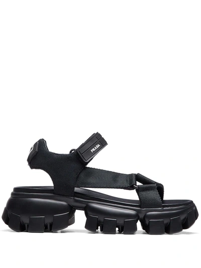 Shop Prada Thunder Ridged-sole Sandals In Black