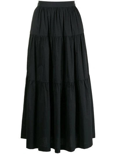 Shop Staud Sea Tiered Full Skirt In Black