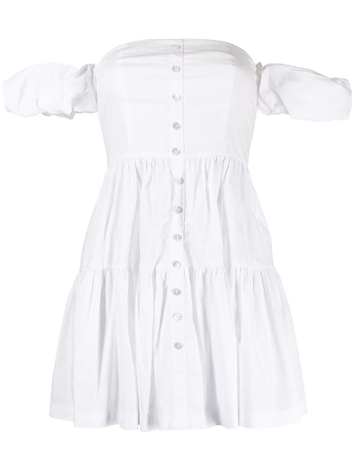 Shop Staud Elio Off-shoulder Mini Dress In White