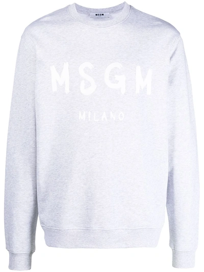 Shop Msgm Brushed Logo Sweatshirt In Grey