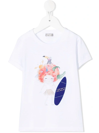 Shop Il Gufo Graphic Print T-shirt In White