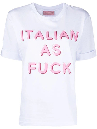 Shop Chiara Ferragni Italian As Fuck T-shirt In White