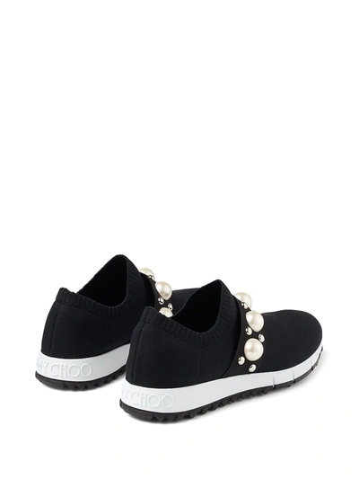Shop Jimmy Choo Verona Embellished Slip-on Sneakers In Black