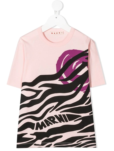 Shop Marni Logo Print T-shirt In Pink