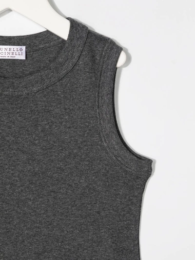 Brunello Cucinelli Crew-neck Tank Top In Grey