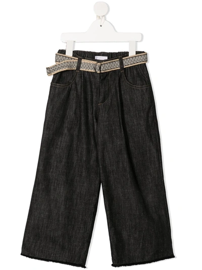 Shop Brunello Cucinelli High-rise Belted Straight-leg Trousers In Blue