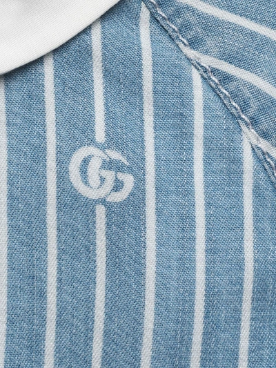 Shop Gucci Striped Gg Pattern Dress In Blue